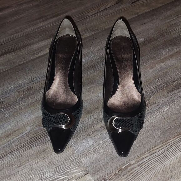 Circa Joan & David  CJdarleen   black kitten heel pointed toe Sz 7 - Picture 2 of 7